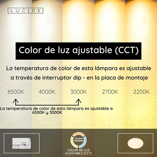 Lucide OLSON - Lámpara de techo Baño - Ø 35 cm - LED - CCT - 1x36W 3000K/6500K - IP44 - Ópalo - USP